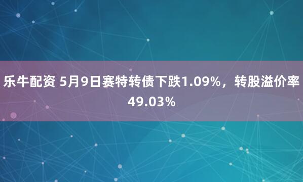 乐牛配资 5月9日赛特转债下跌1.09%，转股溢价率49.03%