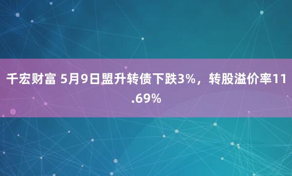 千宏财富 5月9日盟升转债下跌3%，转股溢价率11.69%