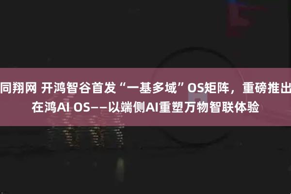 同翔网 开鸿智谷首发“一基多域”OS矩阵，重磅推出在鸿AI OS——以端侧AI重塑万物智联体验
