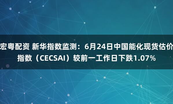 宏粤配资 新华指数监测：6月24日中国能化现货估价指数（CECSAI）较前一工作日下跌1.07%